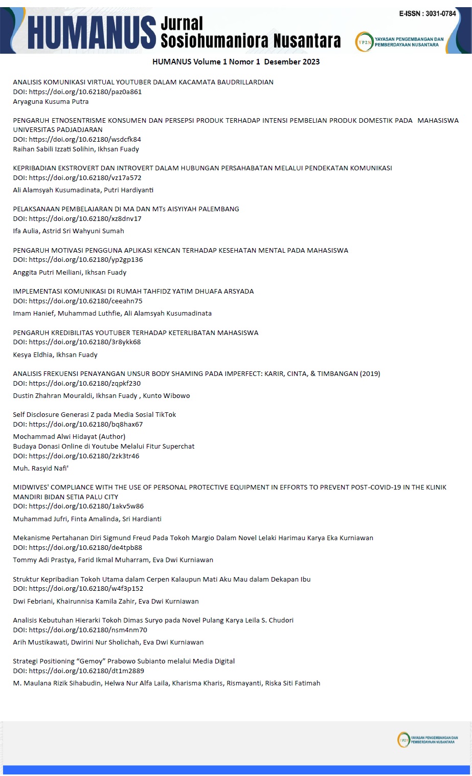 View Vol. 2 No. 3 (2025): HUMANUS (Jurnal Sosiohumaniora Nusantara)